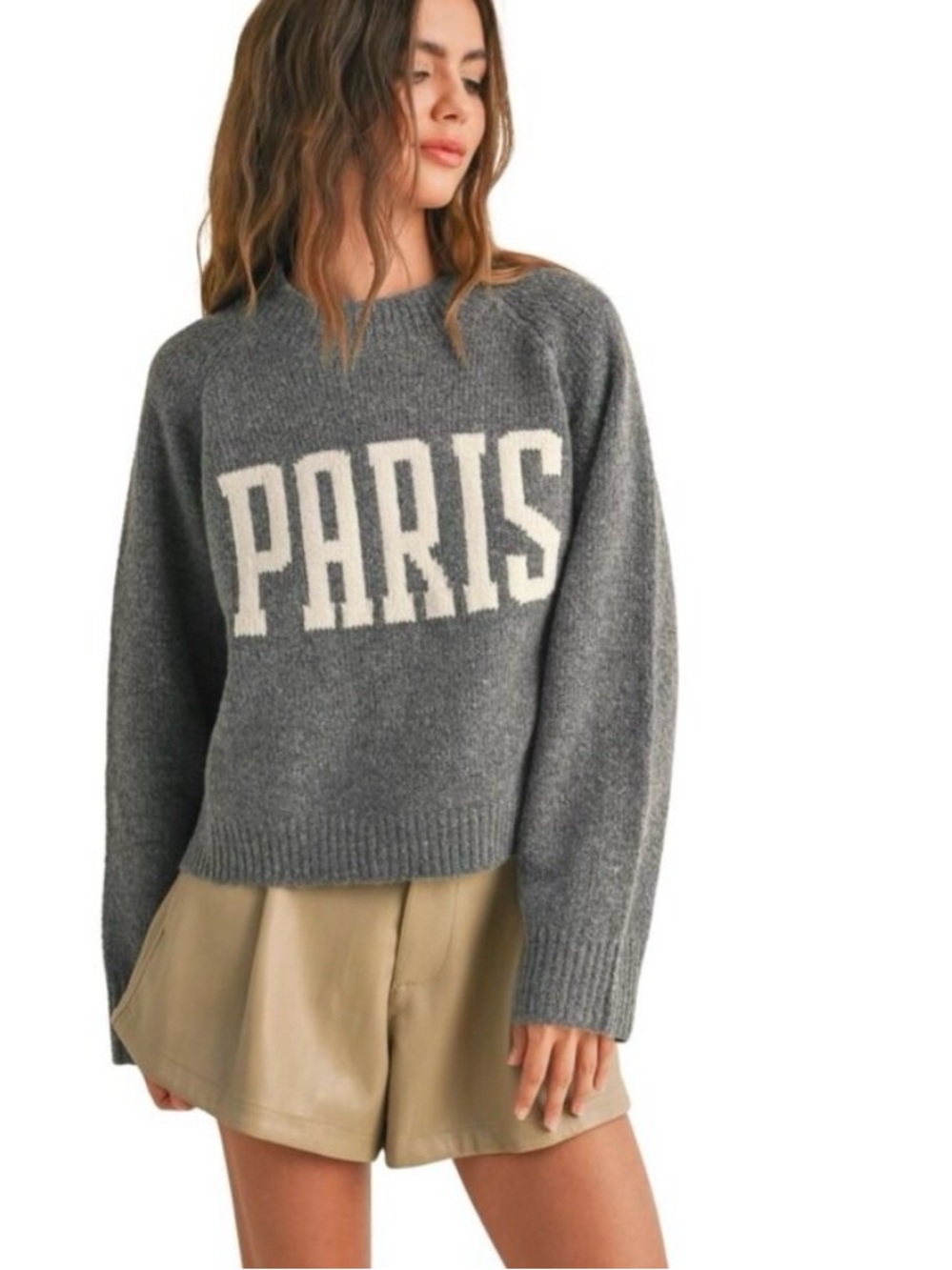 NWT MIOU MUSE Paris M Cropped Boxy sweater grey -  boxy cut and roomy